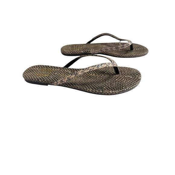 House of Harlow 1960 Colton Snake Embossed Leather Flip Flops Size 7 Boho Chic - Picture 7 of 9